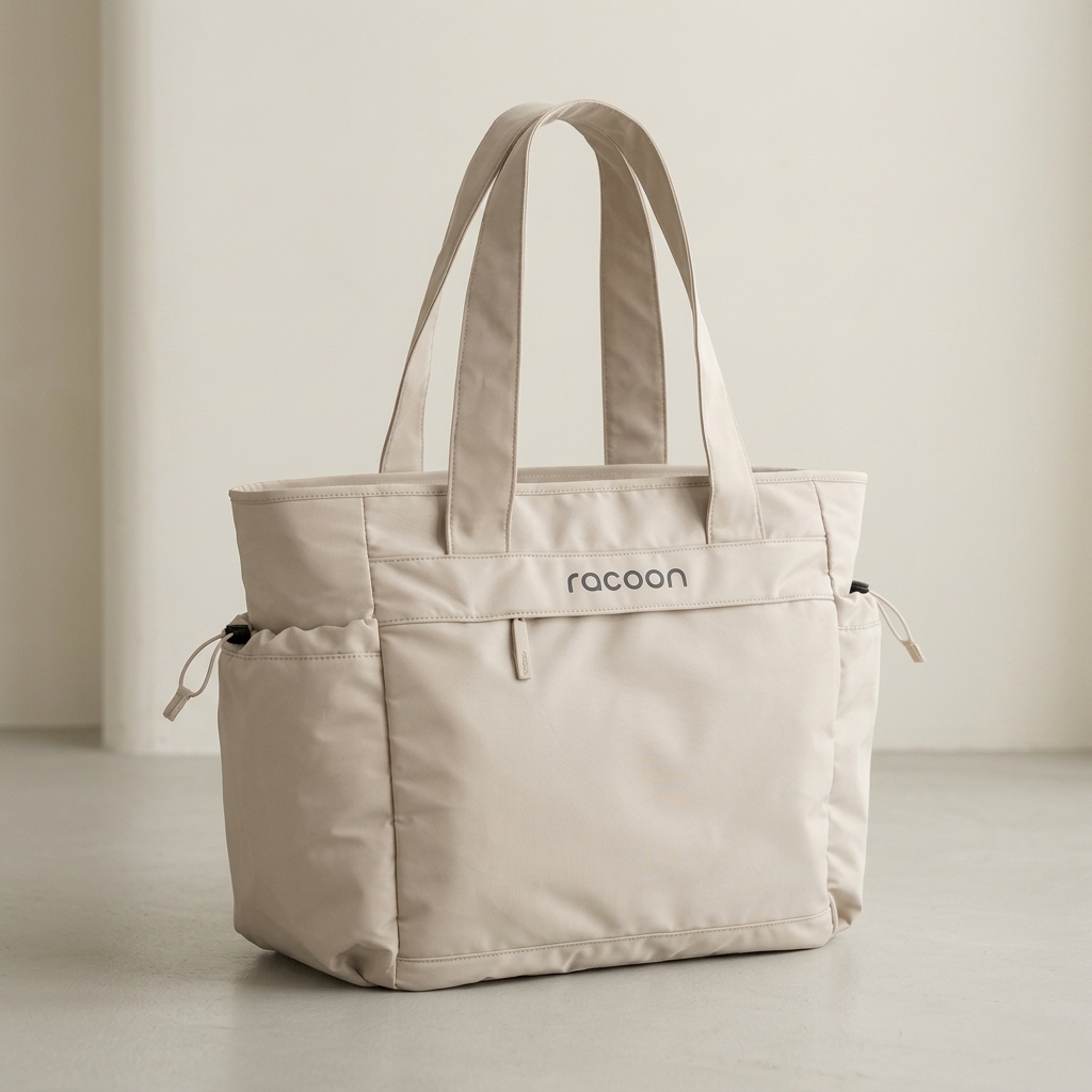 Tasche, Tote, Beutel, Nylon, Beige
