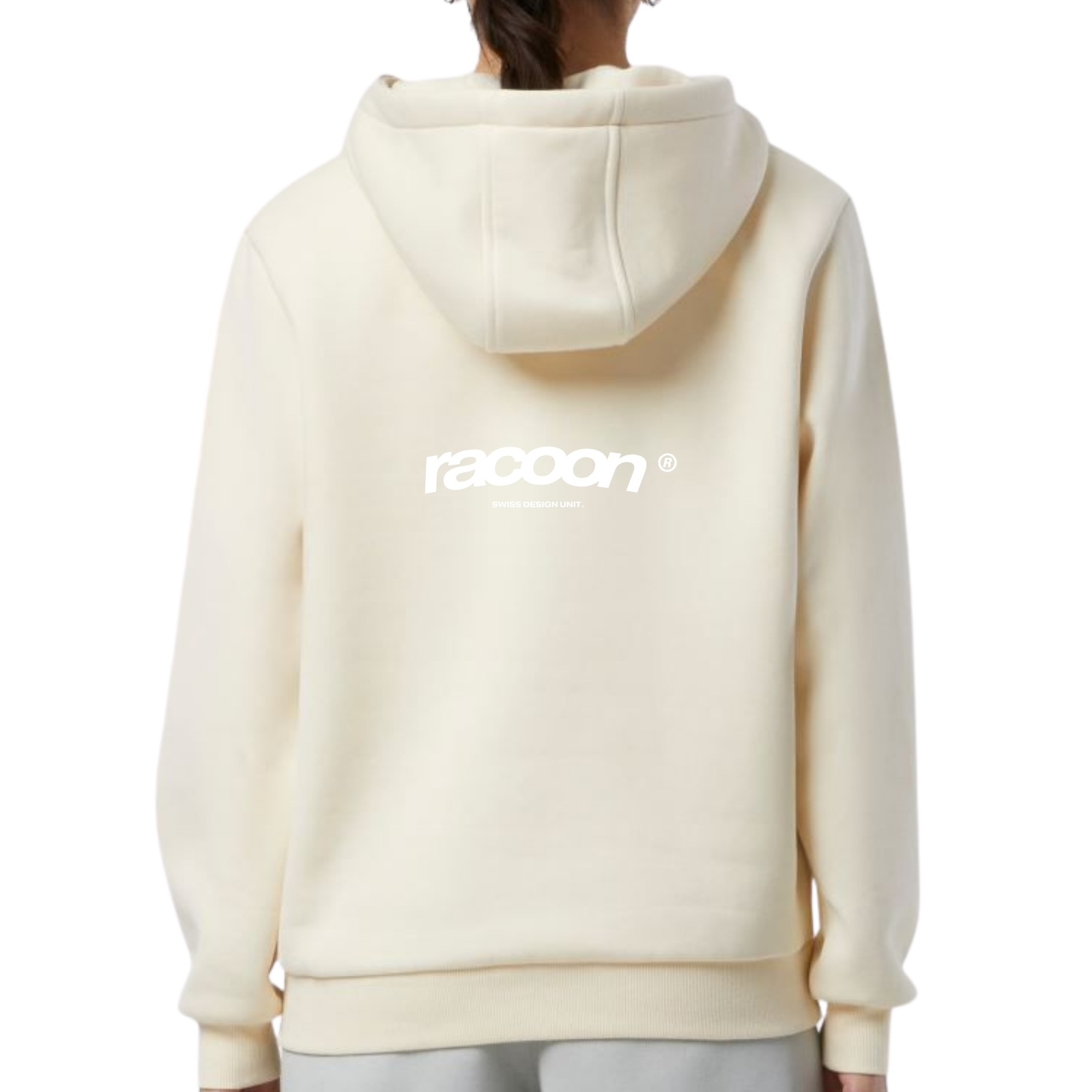Hoodie, Sweatshirt, Beige, Kapuze, Racoon logo