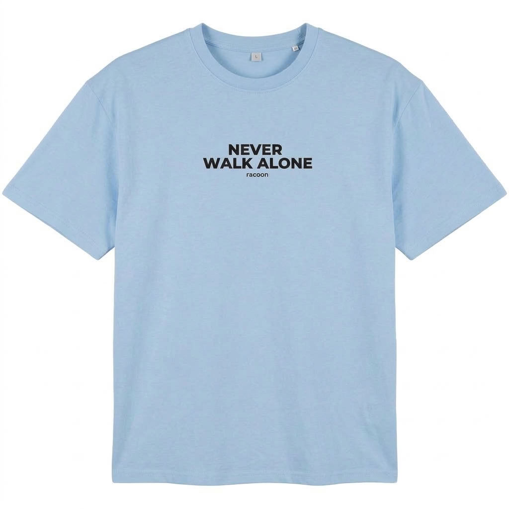 T-Shirt, Kurzarm, Babyblau, Gedruckt, Never Walk Alone