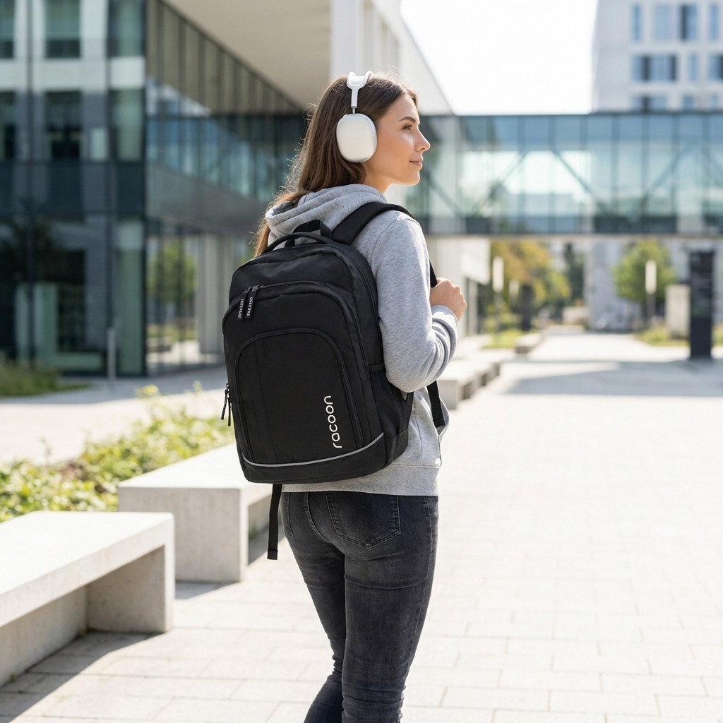 Rucksack, Backpack, Schulrucksack, schwarz, Laptopfach