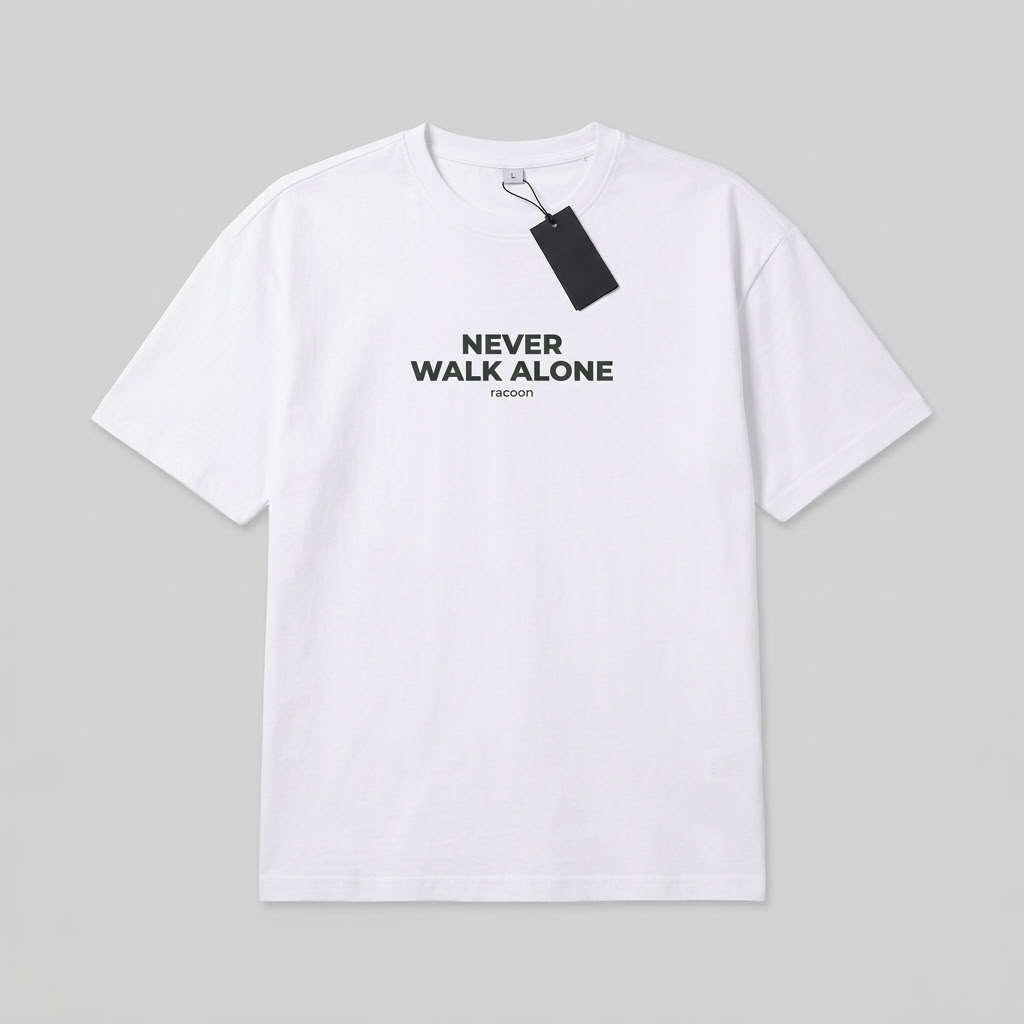 T-Shirt, Weiß, Kurzarm, Grafikshirt, Never Walk Alone