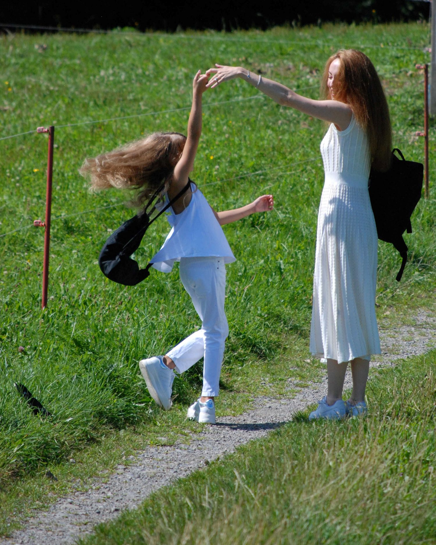 Gras, Kleid, Handtasche, Photographie, Portrait