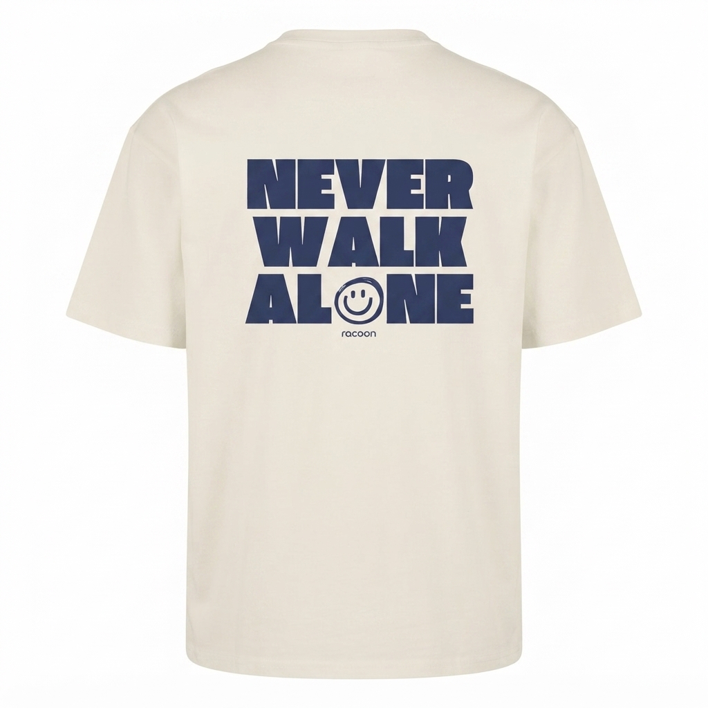 Tee, T-Shirt, Weiß, Print, Slogan, T-Shirt, Weiß, Grafik-Tee, Kurzarm, Never Walk Alone, T-Shirt, Weiß, Grafik-Tee, Kurzarm, Never Walk Alone, T-Shirt, Beige, Kurze Ärmel, Bedruckt, Never Walk Alone