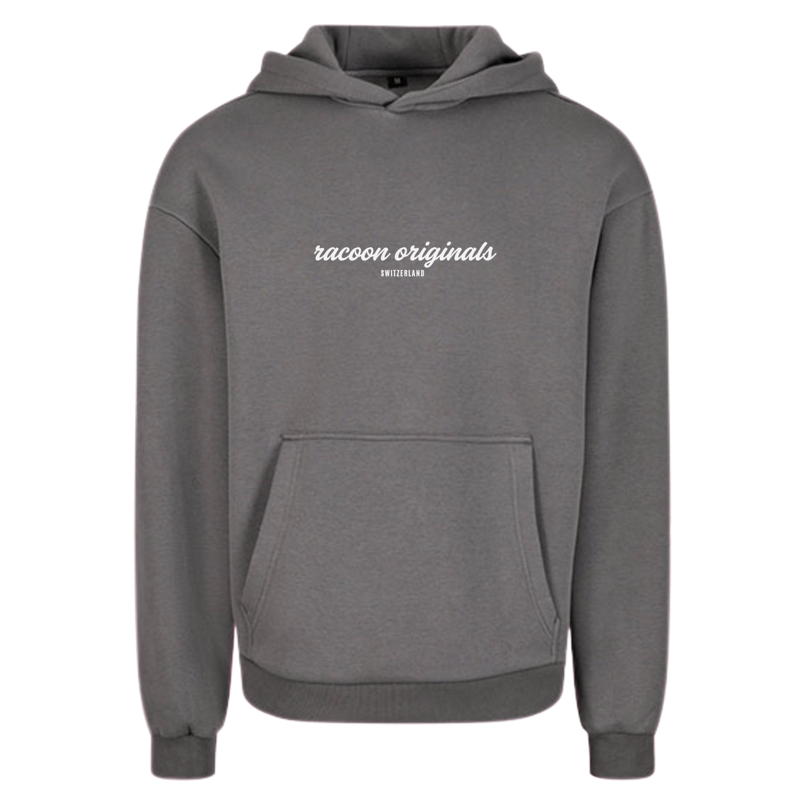 hoodie, pullover, grau, fronttasche, raccoon originals