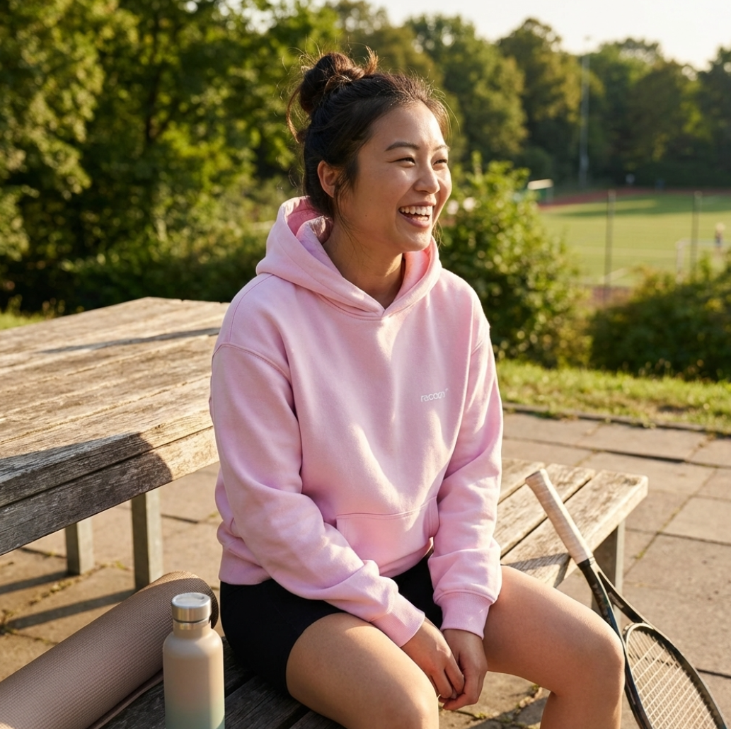 racoon hoodie softpink