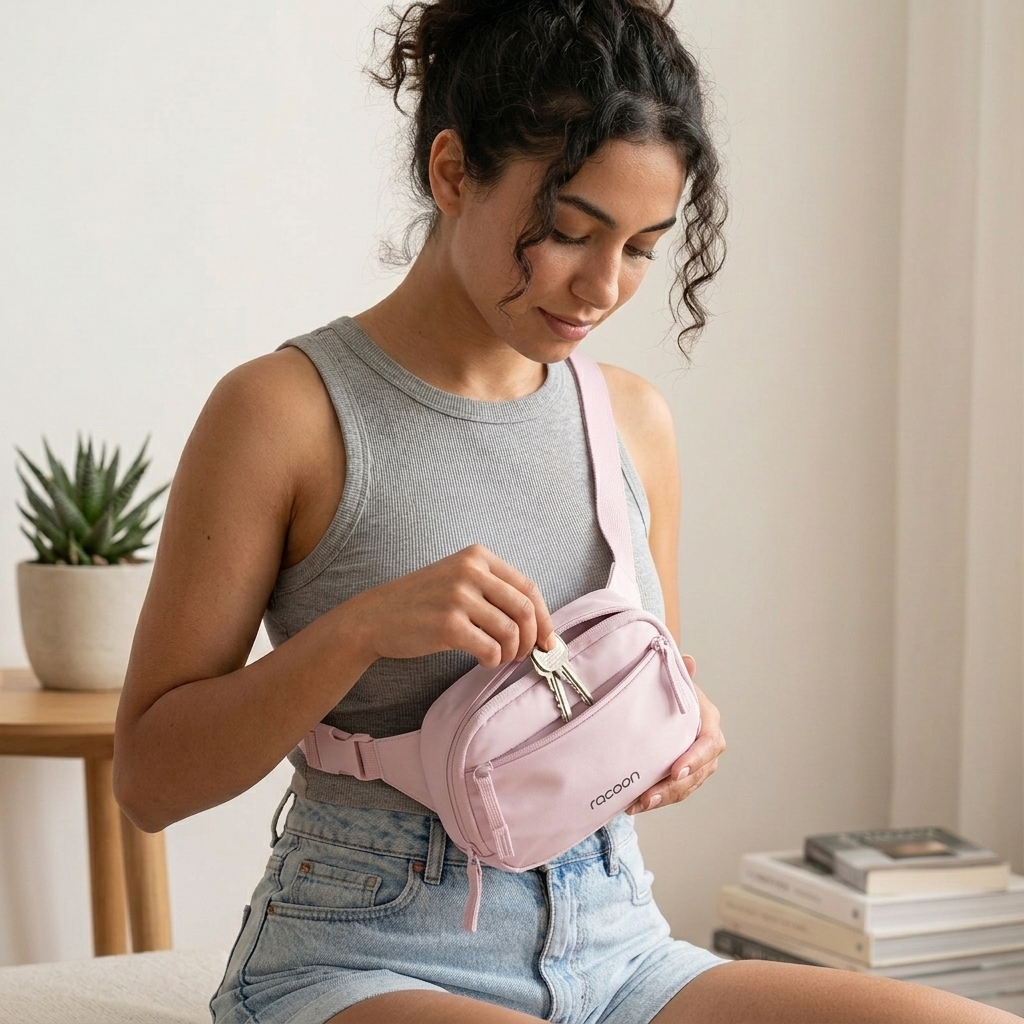 hip bag, waist bag, pink bag, mini crossbody, adjustable strap