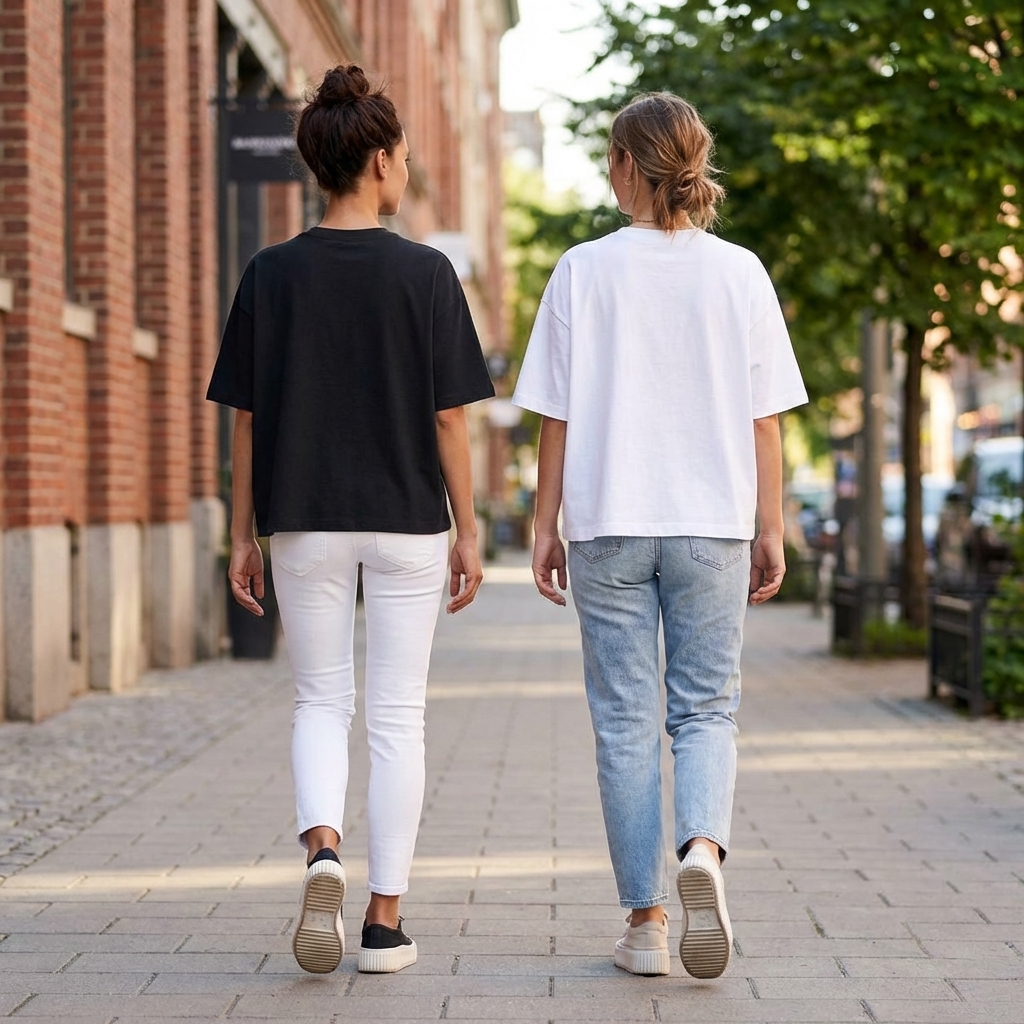 T-Shirt, Oversized-Top, Kurzarm, Jeans, Casual