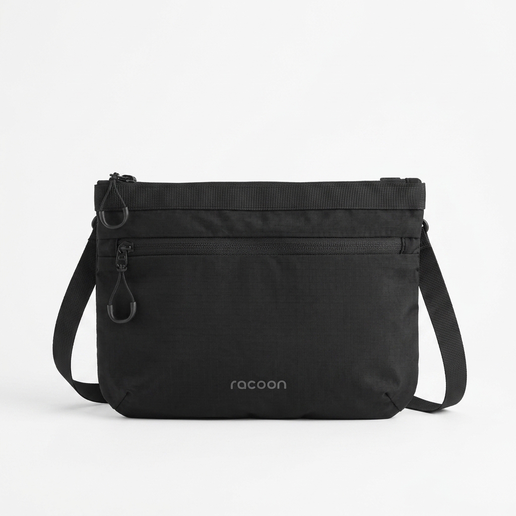 Crossbody, Umhängetasche, Schwarz, Reißverschlussfach, Nylon