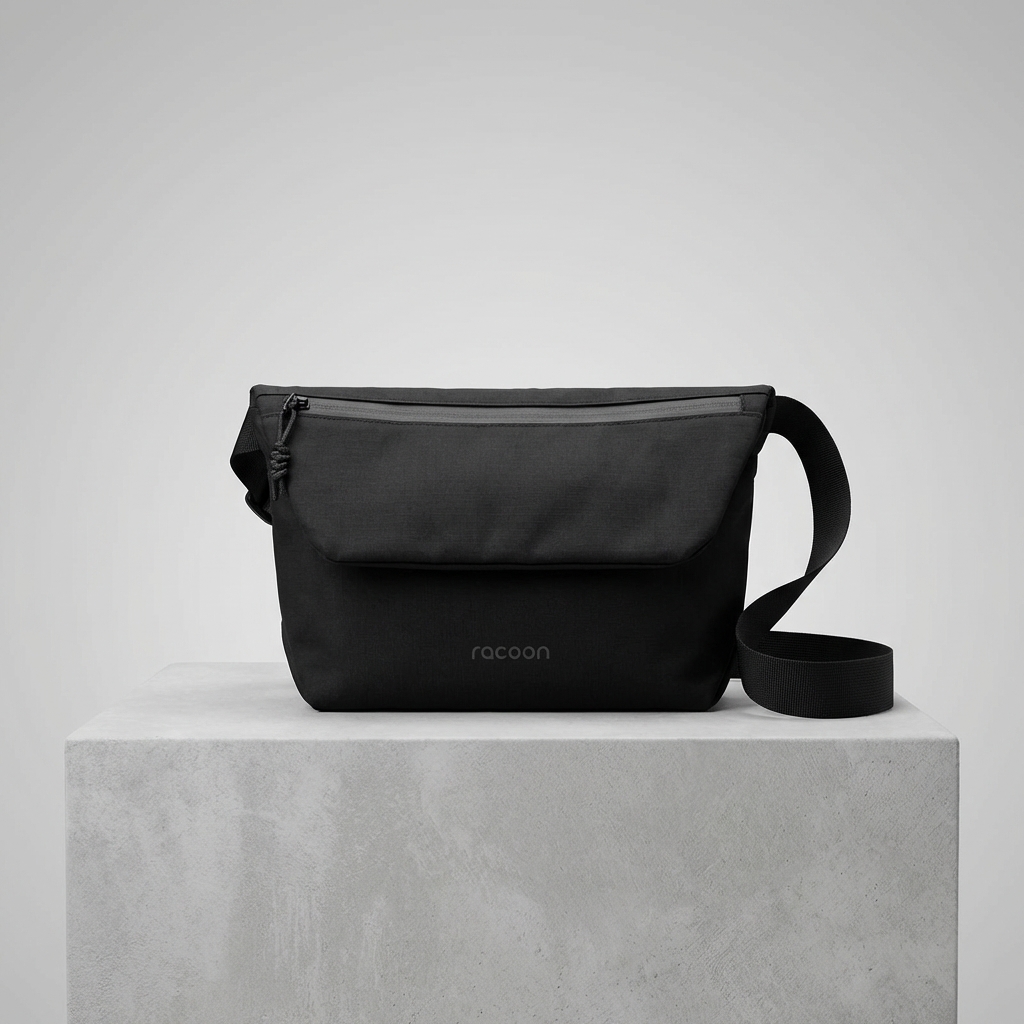 Umhängetasche, schwarz, Reißverschlussfach, Tragegurt, Tasche um die Taille