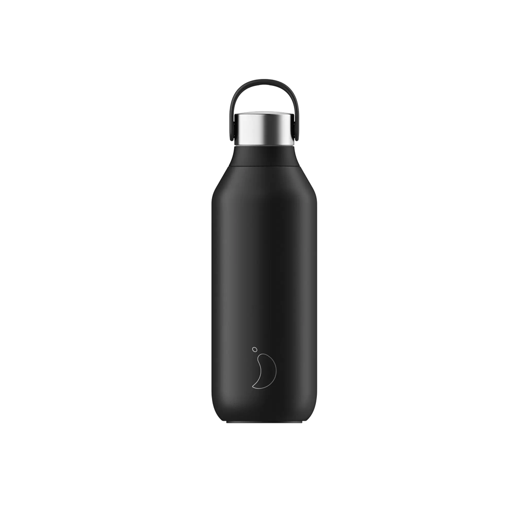 Trinkflasche, Getränkeflasche, Aluminium Deckel, Schwarz, Körner-Design