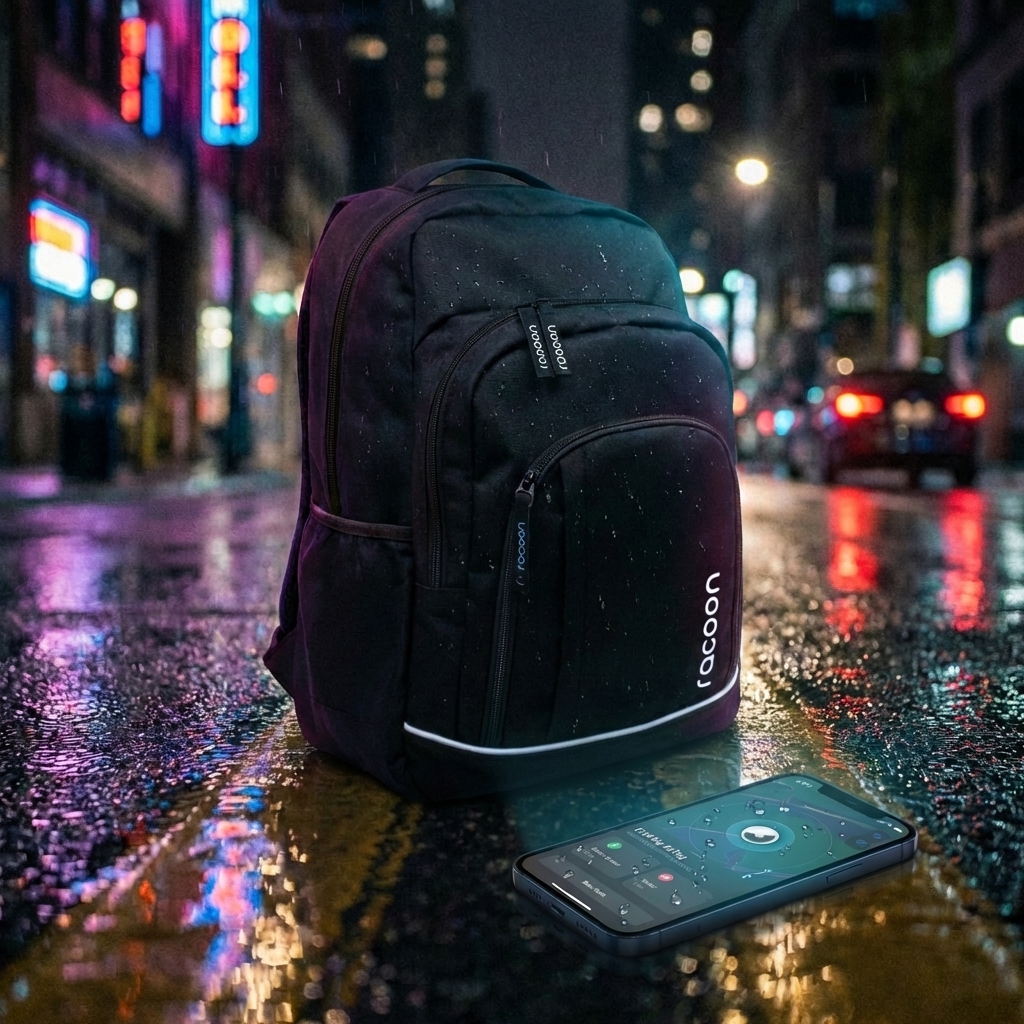 Rucksack, Regen, Stadt, Nacht, Smartphone