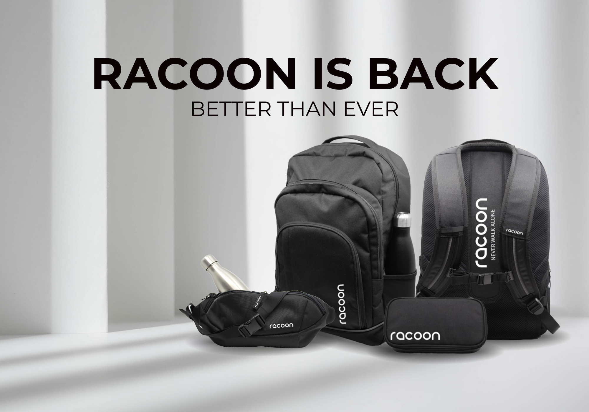 racoon Dein Schulrucksack der Zukunft - NEVER WALK ALONE