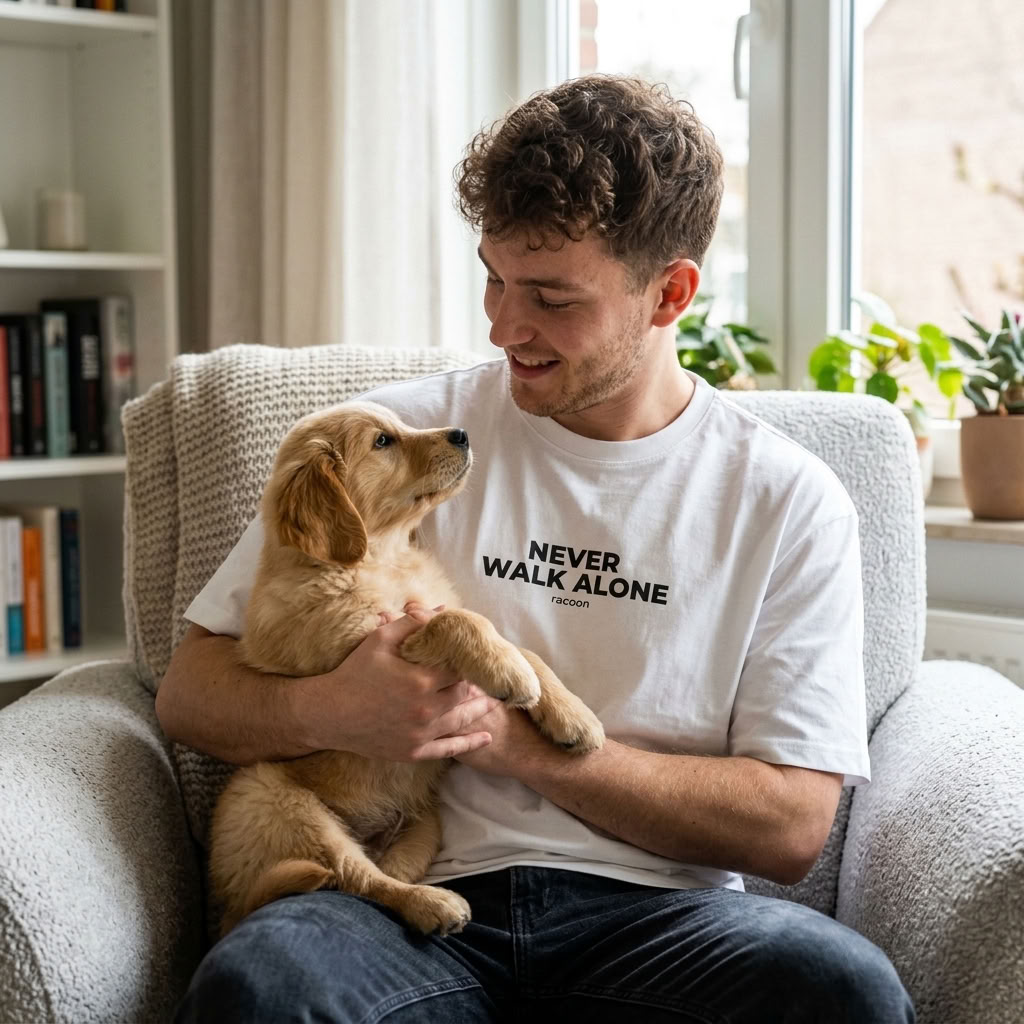 welpe, hund, hund mit mann, haustierpflege, casualkleidung