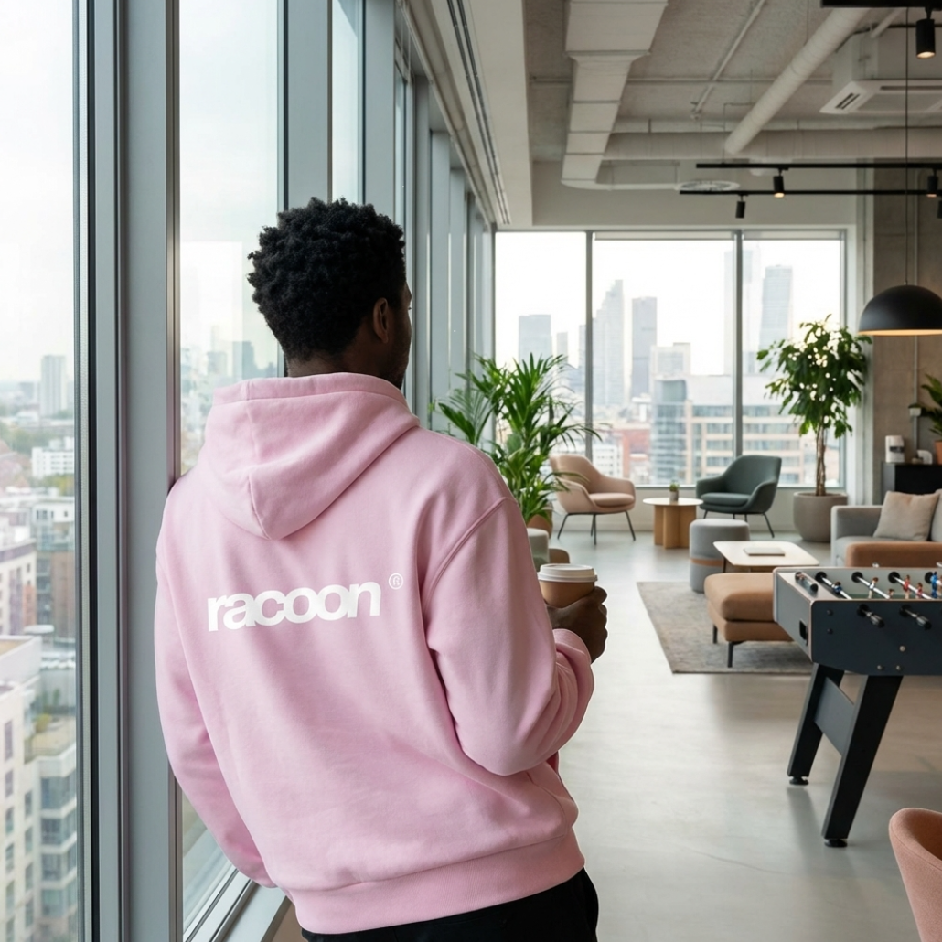 racoon hoodie softpink