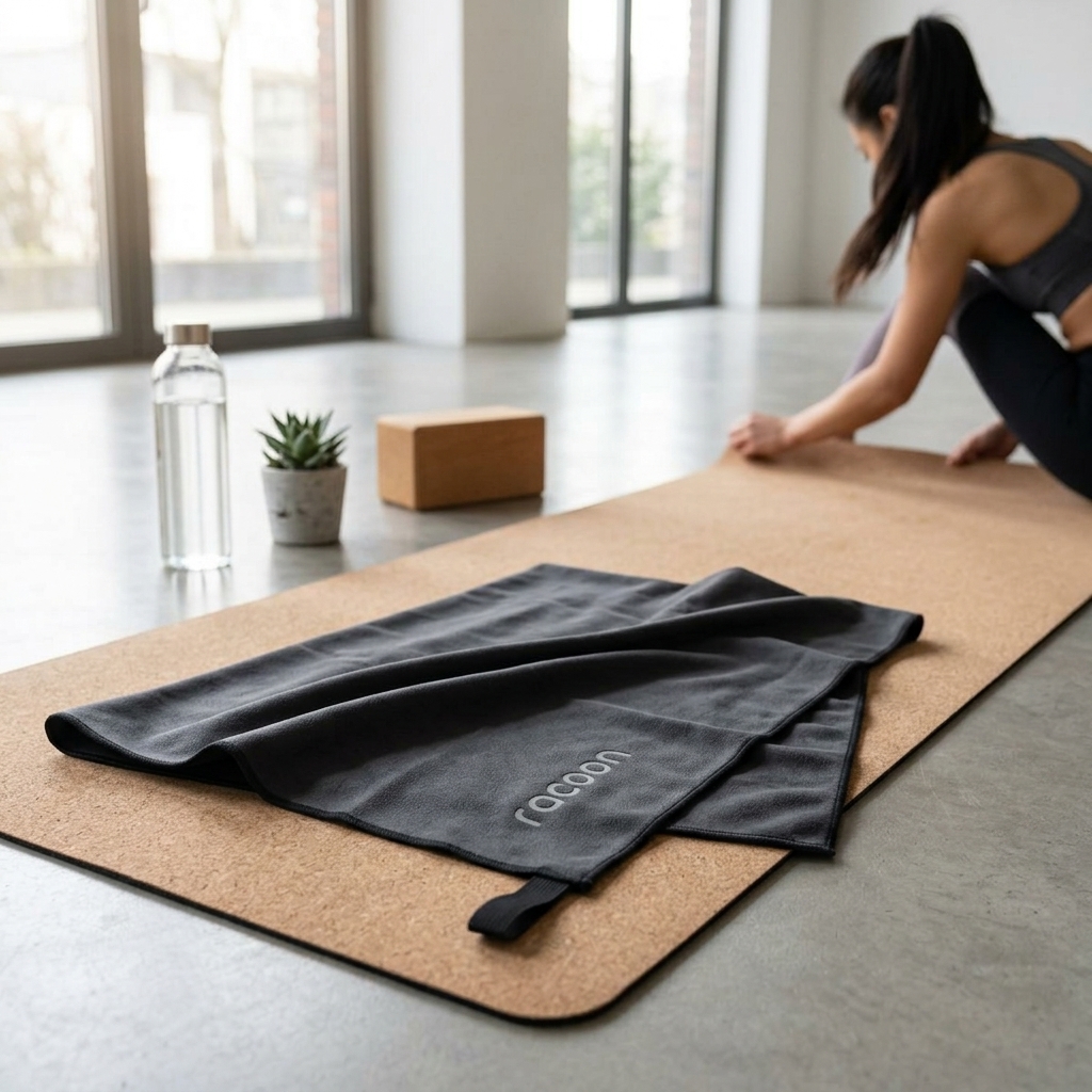 Yogamatte, Trainingsmatte, Korkmatte, Schwarze Matte, Fitnesszubehör